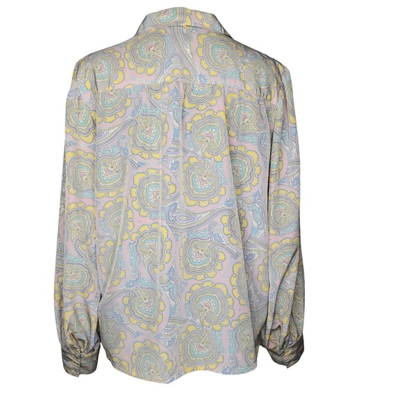 Vintage Chaus Petites ~ Pastel Paisley Long Sleeve Button Up Blouse - Picture 4 of 6